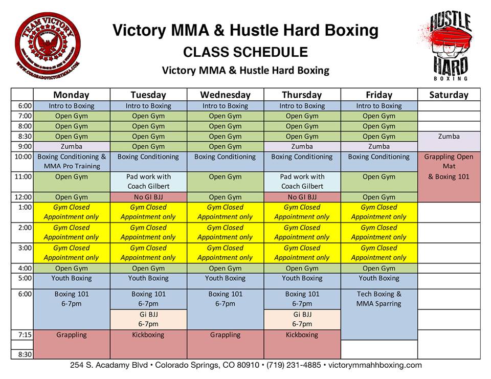 Victory MMA HH Boxing Schedule 2019 